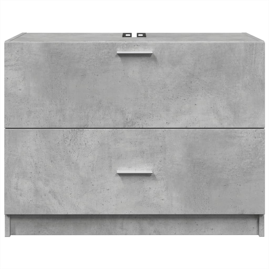Concrete Grey Under Sink Bathroom Cabinet 78x37x59cm Modern Vanity Storage