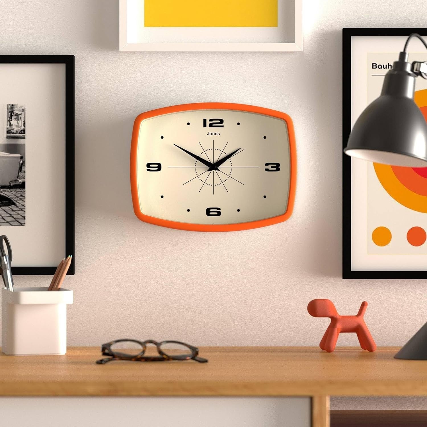 Retro 25cm Wall Clock Rectangular Silent Modern Home Kitchen Office Decor