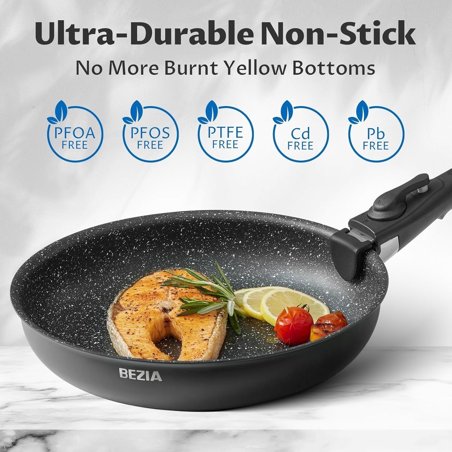 10pcs Induction Cookware Set Non-Stick Pans & Pots with Detachable Handles