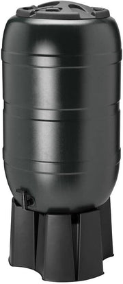210L Black Garden Water Butt with Tap, Stand & Full Fittings