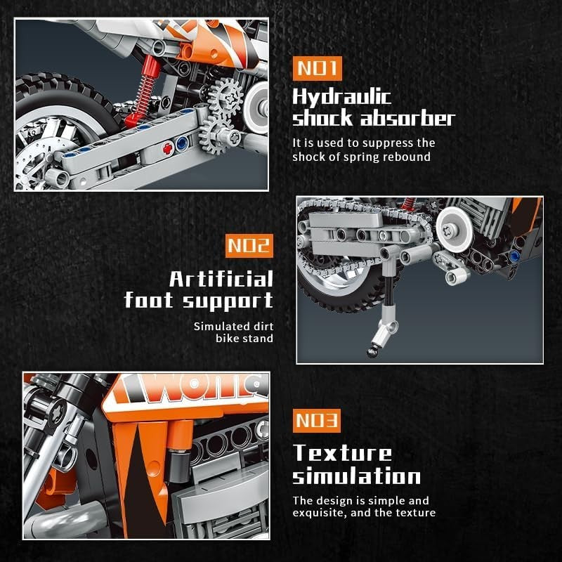 Motorcycle Racing Model Kit 434 pcs, STEM Building Set for Kids & Adults