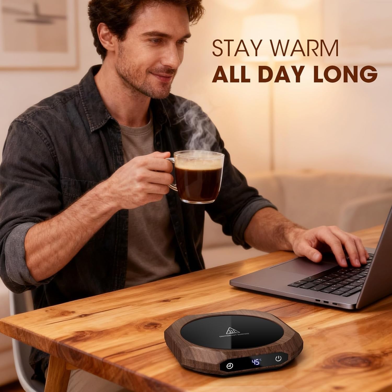 Coffee Mug Warmer 3 Temp 1-9H Timer Desk Cup Heater