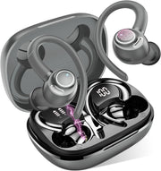 Grey Bluetooth 5.3 Earbuds 40H ENC Mic LED Display Sport Waterproof