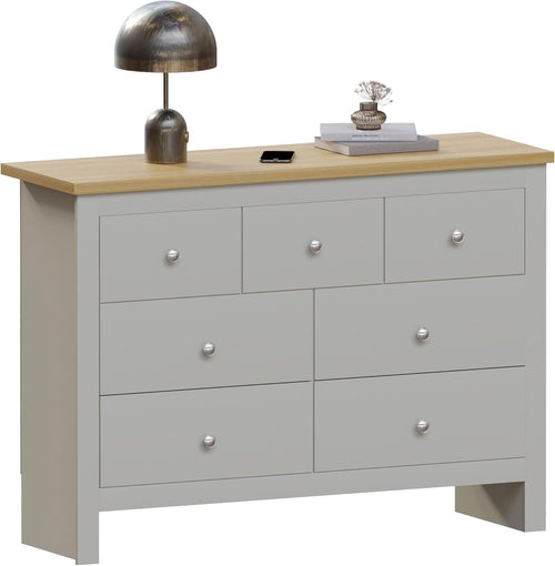 Grey 7-Drawer Wall-Mount Chest Storage Cabinet Modern Bedroom Organizer
