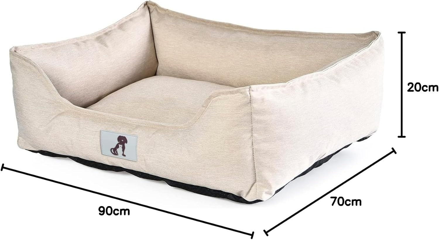 Large Waterproof Dog Bed 90x70cm Washable Basket Cream