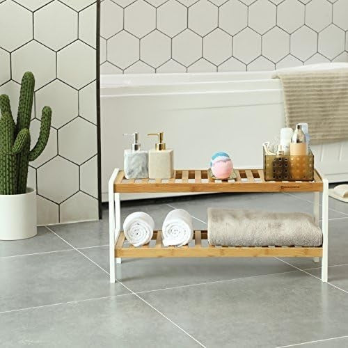 2-Tier Bamboo Shoe Rack Storage Shelf for Hallway Bedroom Living Room