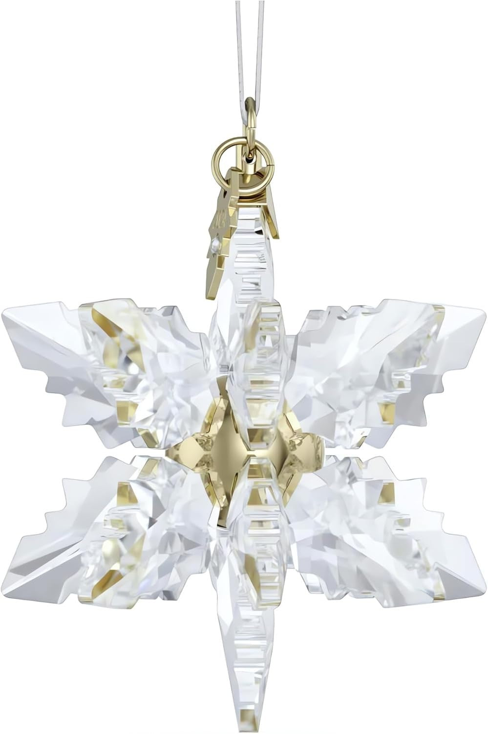 3D Crystal Snowflake Ornament 2024 Champagne Gold Hanging Festive Decor