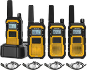 IP67 Waterproof Walkie Talkies Dual PTT SOS Heavy Duty 4 Pack