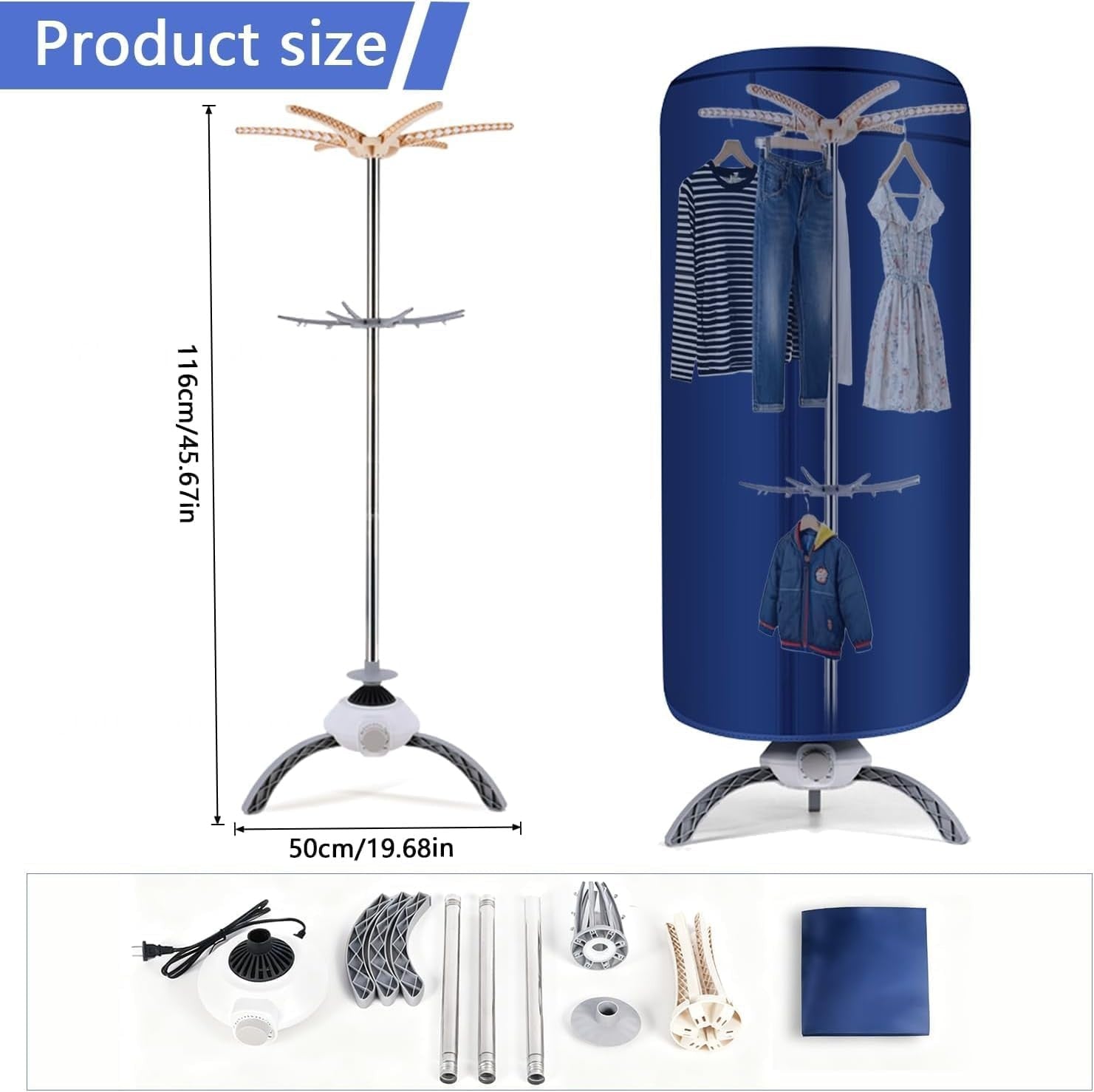 Electric Clothes Dryer 900W 2 Tier Heated Airer 12kg Portable Indoor