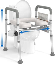 Raised Toilet Seat with Handles Height Adjustable Non-Slip 400lbs Support