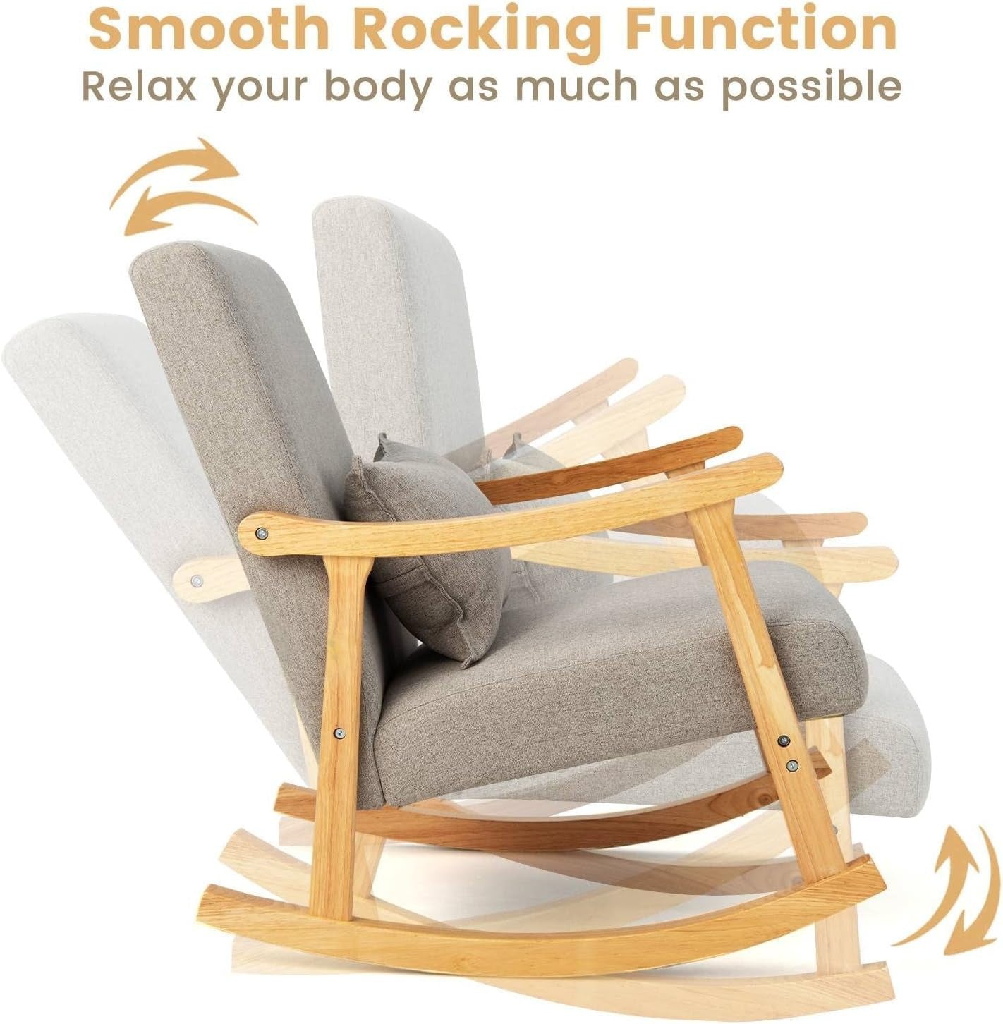 Rocking Lounge Chair Soft Cushions Lumbar Pillow Recliner 78x66x83cm