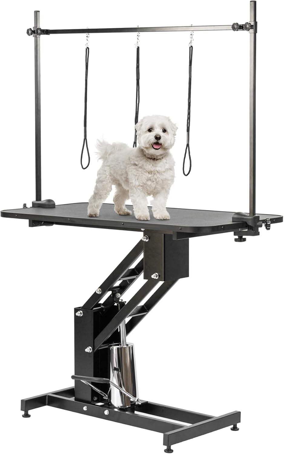 Large Hydraulic Dog Grooming Table Adjustable Height Non Slip Top H Bar