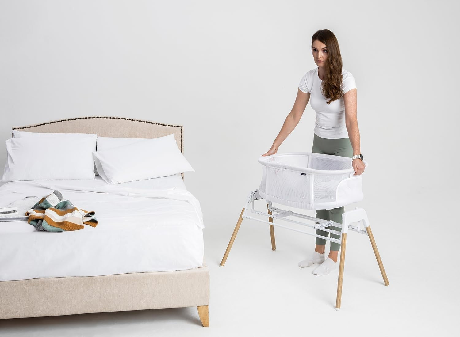 Bedside Crib Cradle Rocker Travel Cot with Mattress & Carry Bag
