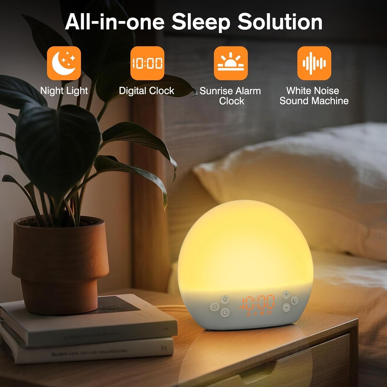 Sunrise Alarm Clock Wake Up Light White Noise for Heavy Sleepers Bedroom