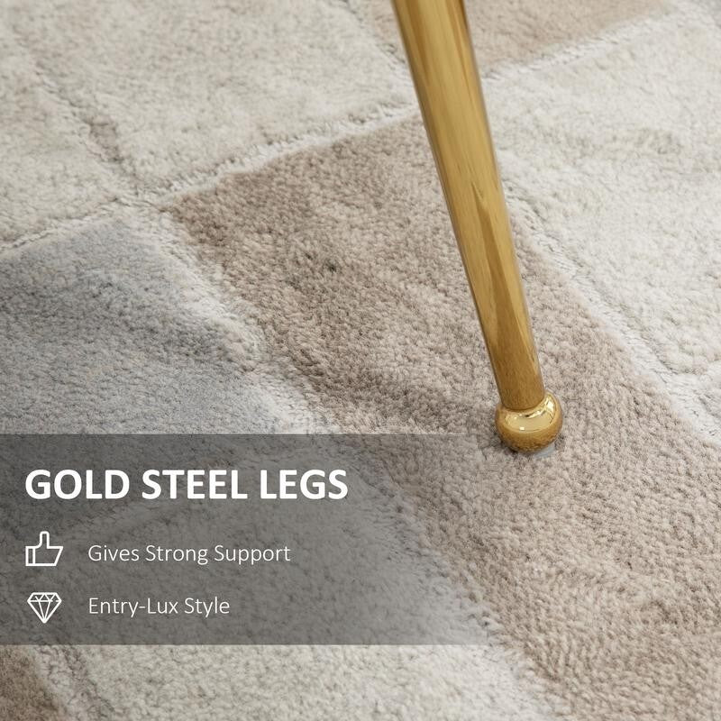 Grey Velvet Shell Chair Gold Legs | Glam Makeup Seat Padded Accent Chair