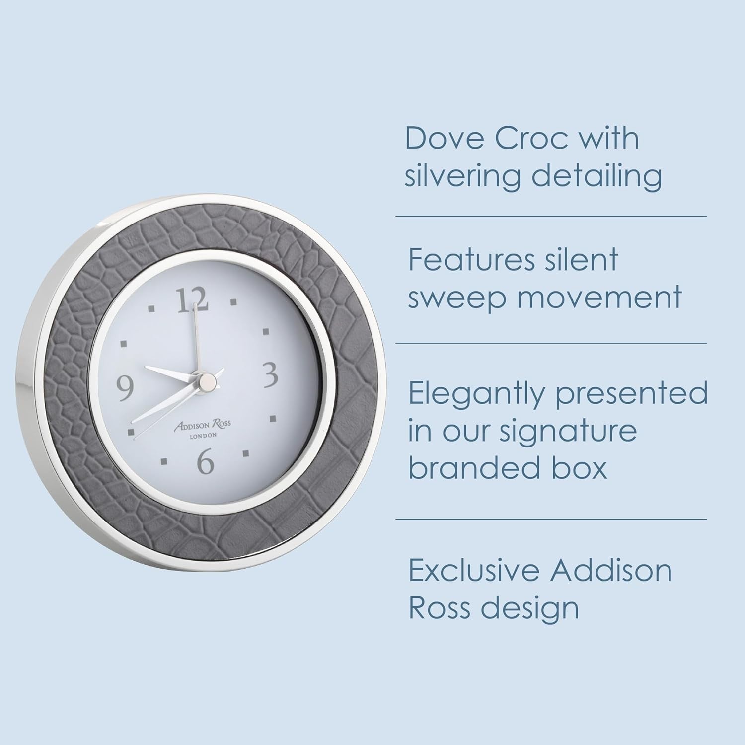 Silent Sweep Alarm Clock Battery Powered Compact Luxury Bedside Decor