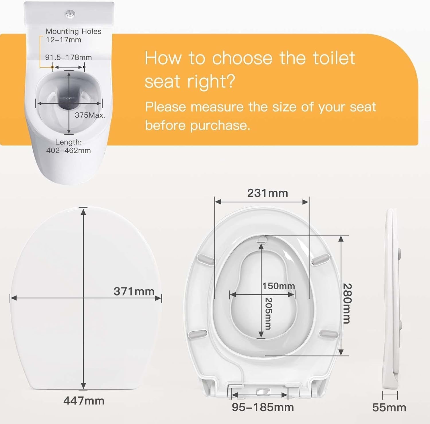 Family Toilet Seat Soft Close Removable Child Seat Quick Release Top Fix White