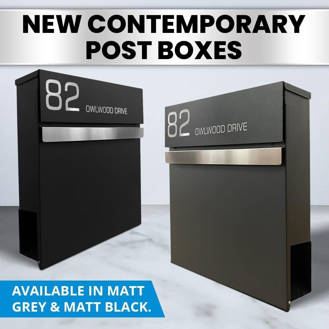 Wall Mounted Lockable Post Box Grey Waterproof Mailbox Secure Large Capacity