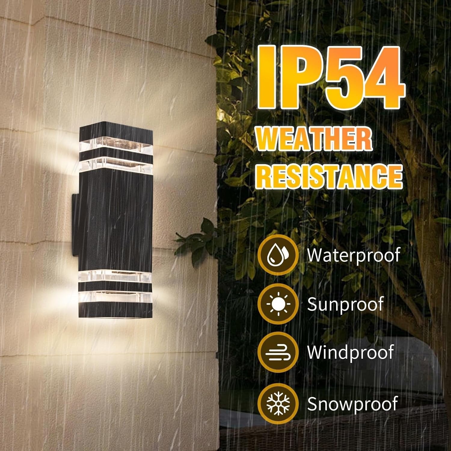 2x Outdoor Up Down Wall Lights Modern Waterproof Black Sconce Patio Garden