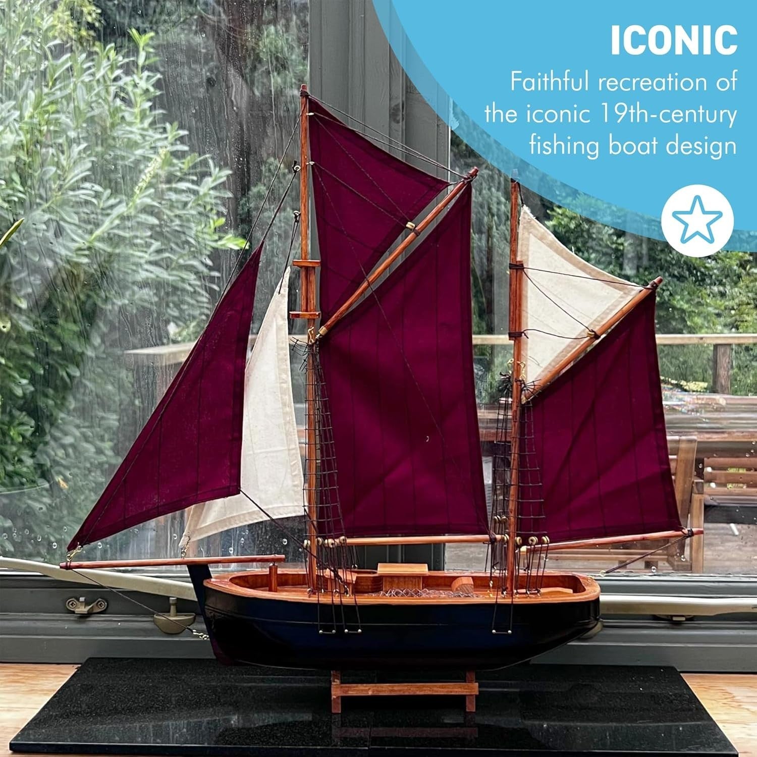 Brixham Trawler Model Yacht 55cm Sailing Boat Decor | Wooden Fishing Ship