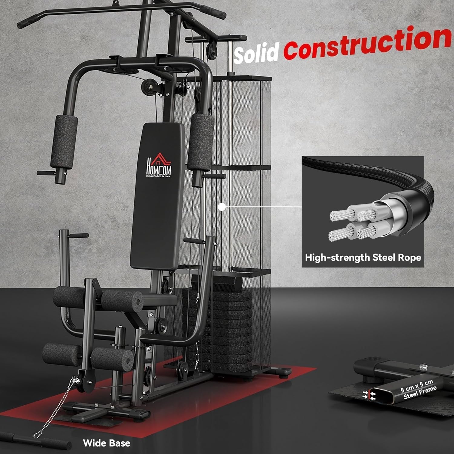 Multi Gym Home Workout Station 150x110x210cm – Chest, Leg & Arm Trainer white