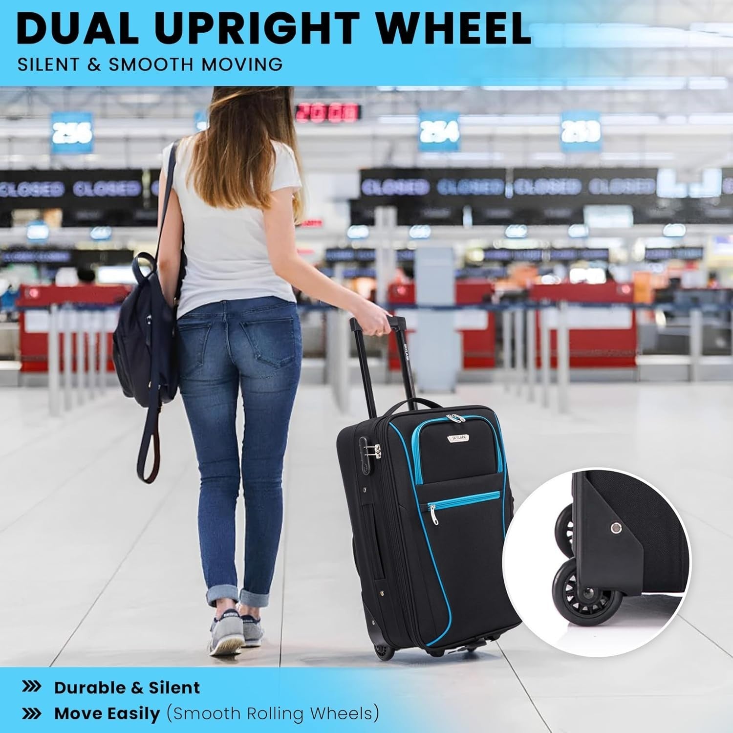 29'' Large Soft Shell Suitcase Expandable Lightweight Check In Luggage 2 Wheel