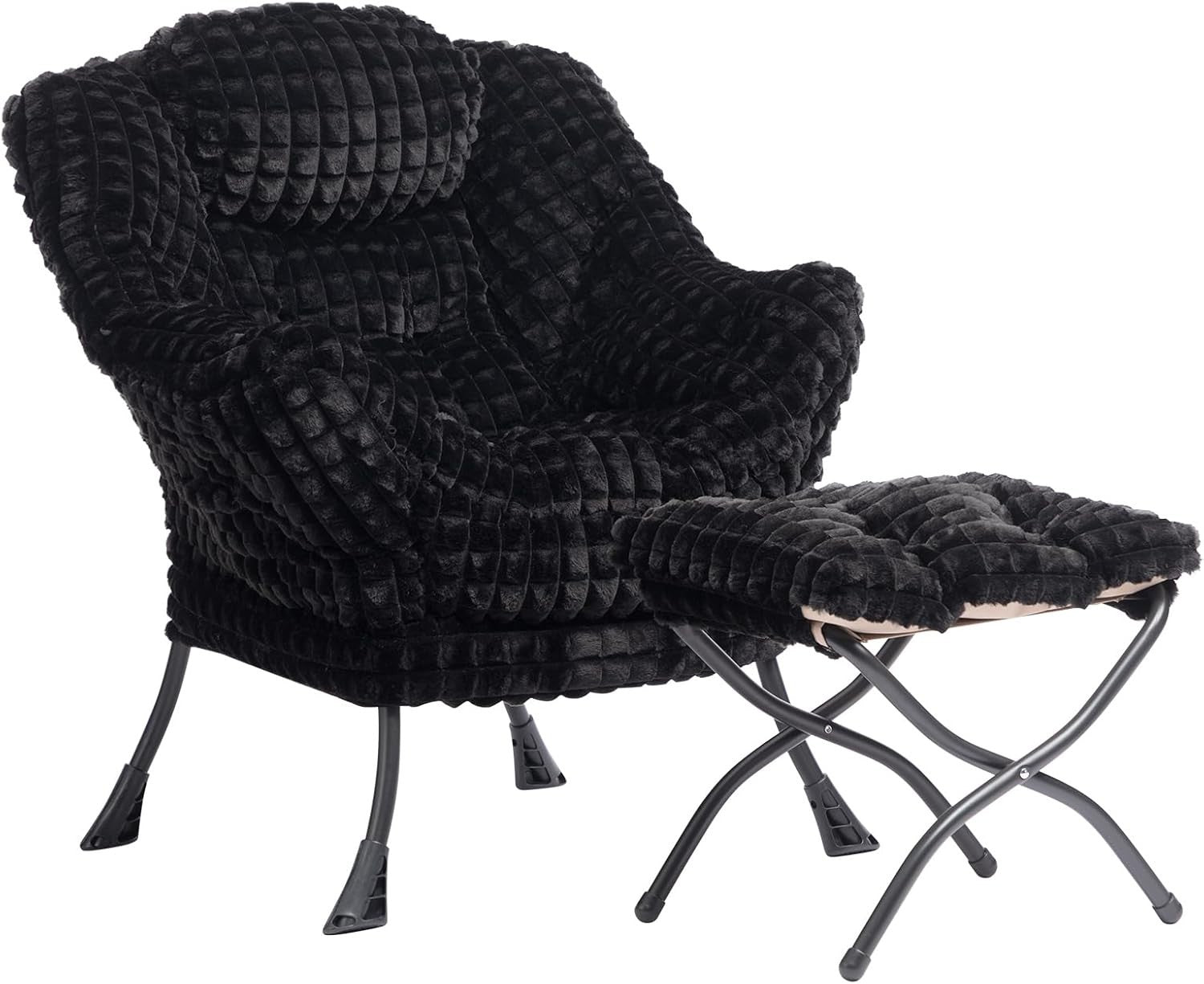 Comfy Armchair with Footstool Set Plush Padded Chair Lounge Bedroom Relax