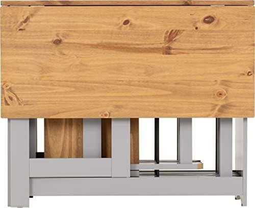 Grey Distressed Waxed Pine Butterfly Dining Set Table + 4 Chairs