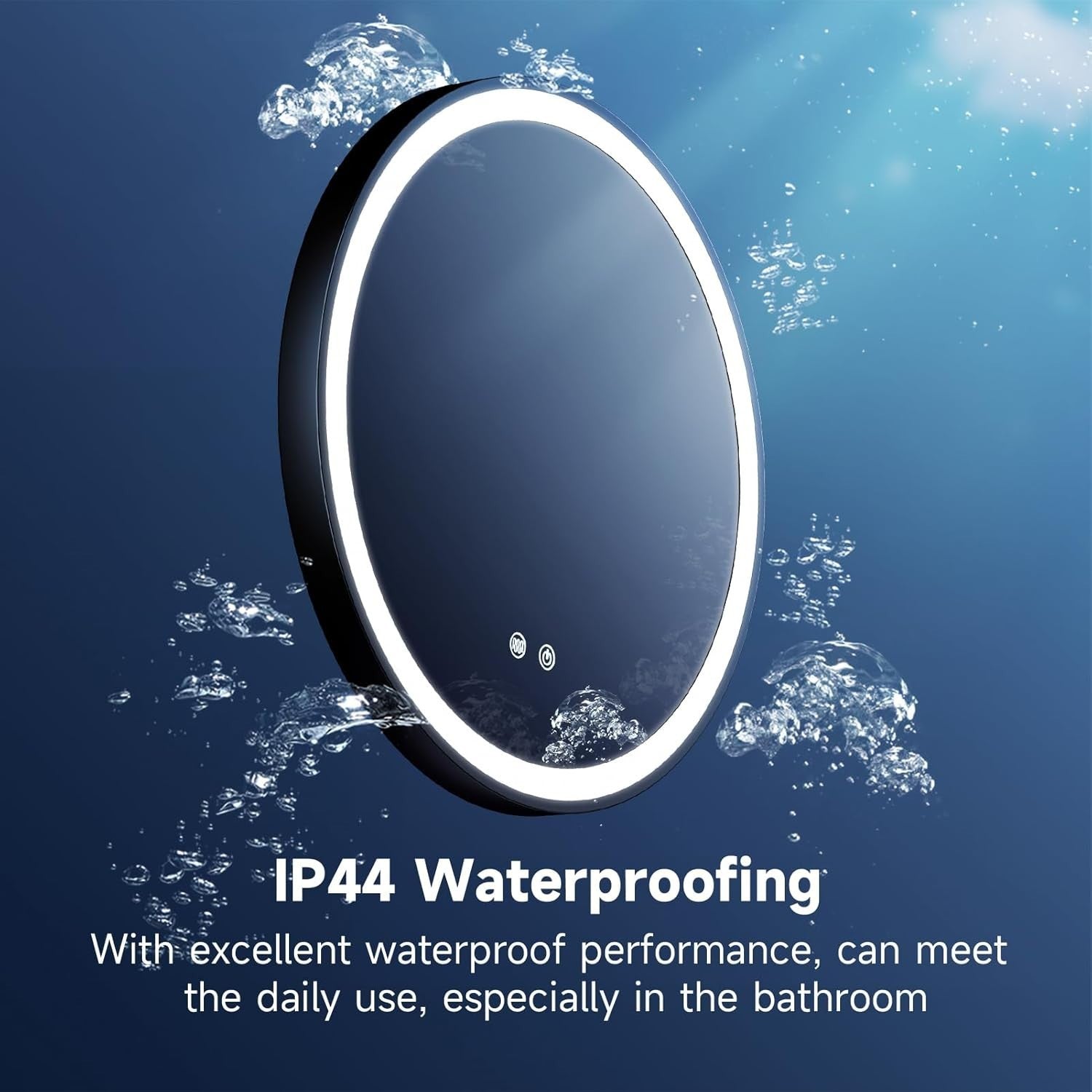 LED Bathroom Mirror 60cm Round RGB Dimmable Anti-Fog Touch Control