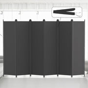 6-Panel Folding Room Divider 6ft Dark Grey Privacy Screen Wall Partition
