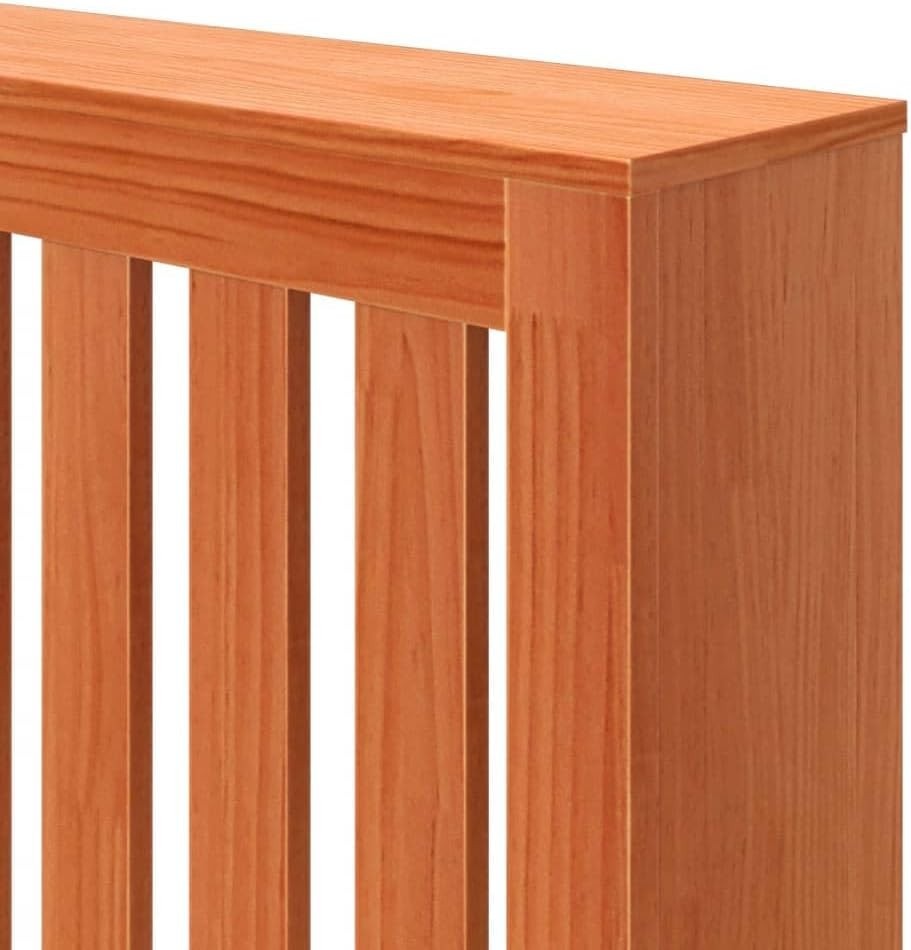 Wax Brown Solid Pine Radiator Cover 169x19x84cm – Modern Slatted Heater Cabinet