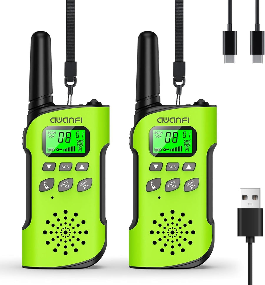 Kids Rechargeable Walkie Talkies 2 Pack Long Range VOX USB-C Radios