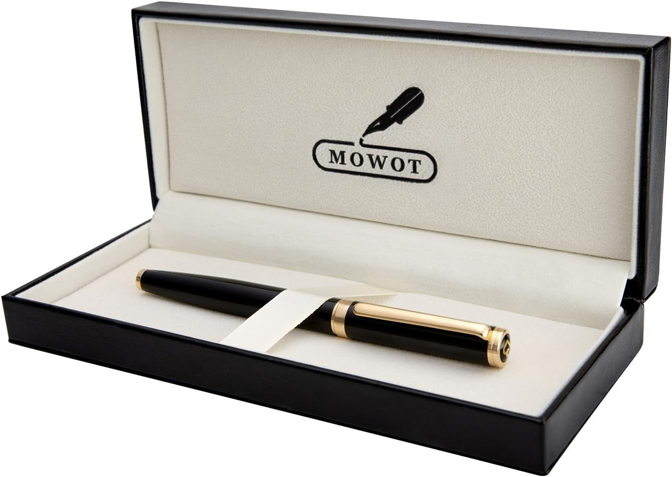 Luxury Black Fountain Pen Fine Nib Gold Finish German Ink Converter Gift