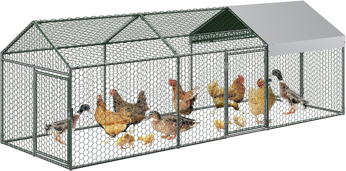 Walk In Chicken Run Metal Coop 5x1x1m Galvanised Cover Cage