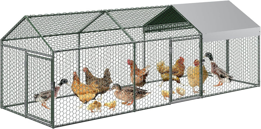 Walk In Chicken Run Metal Coop 5x1x1m Galvanised Cover Cage