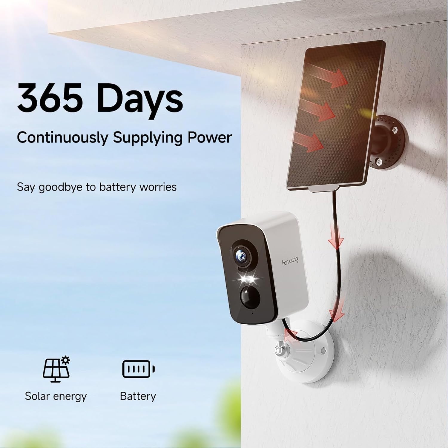2K Solar Security Camera Wireless Outdoor WiFi AI Detection 64GB Card