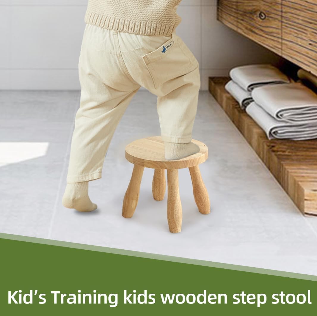 Mushroom Shaped Solid Wood Stool 24cm Plant Stand Rustic Side Table Home Decor