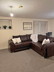 Gorgeous Brown Leather Corner Sofa (PTP)