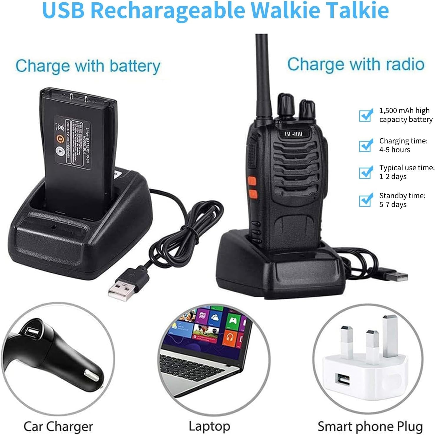 Long Range Walkie Talkies 10PCS Rechargeable 16CH VOX 2 Way Radios