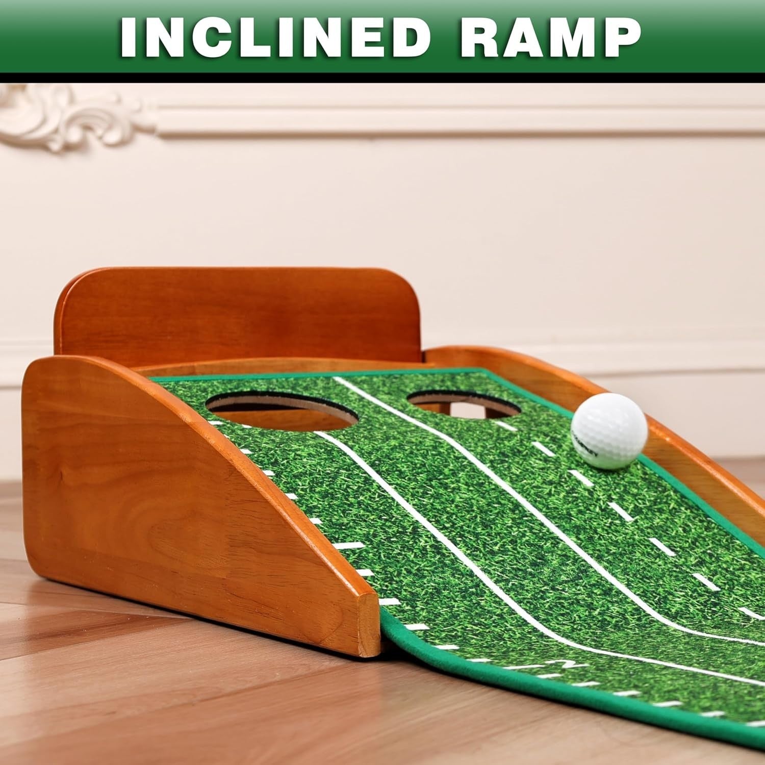 Indoor Golf Putting Mat 10ft Dual Hole Training Green Accuracy Practice Set