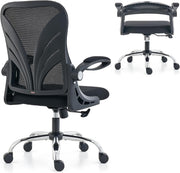 Ergonomic Folding Office Chair Mesh Back Lumbar Support Widen Seat Black