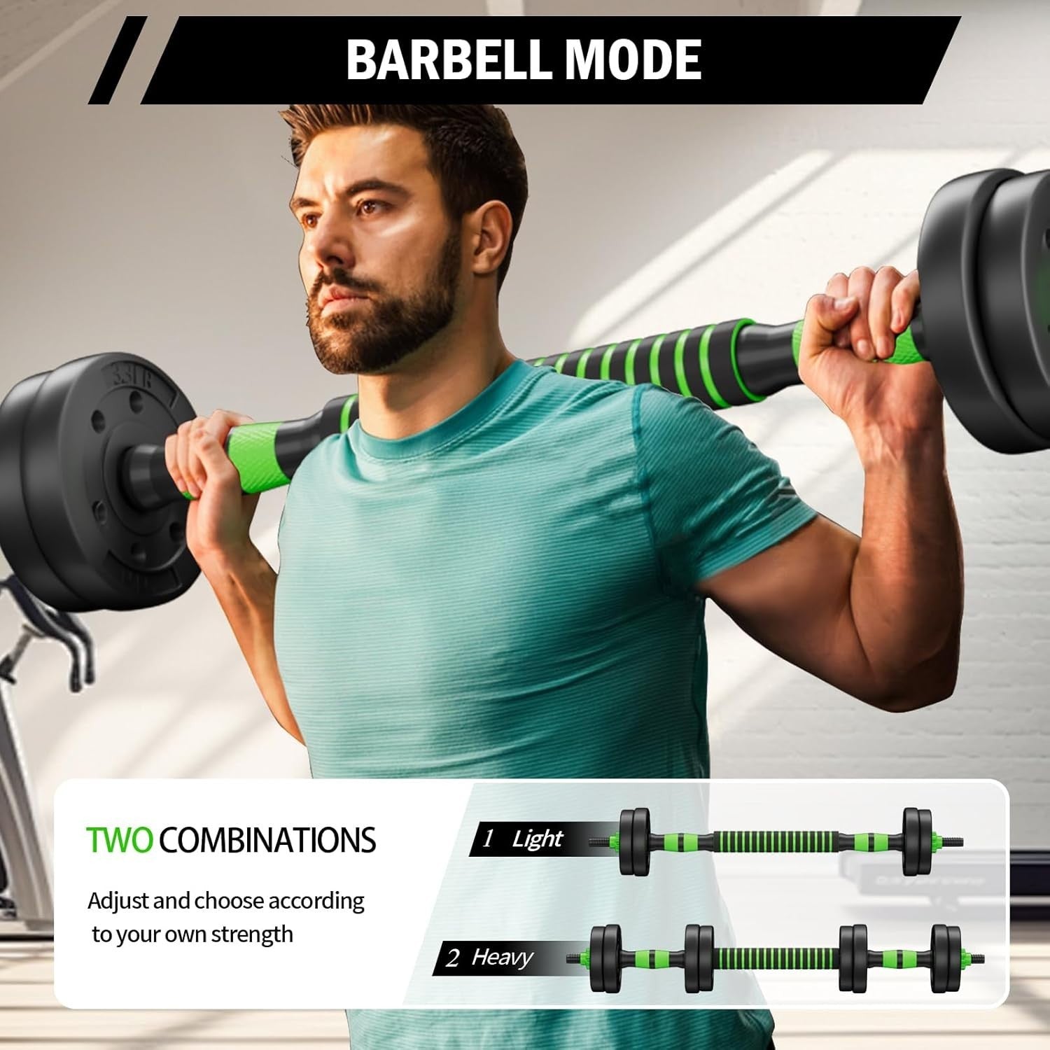 15KG Adjustable Dumbbells Barbell Set 3 in 1 Home Gym Weights