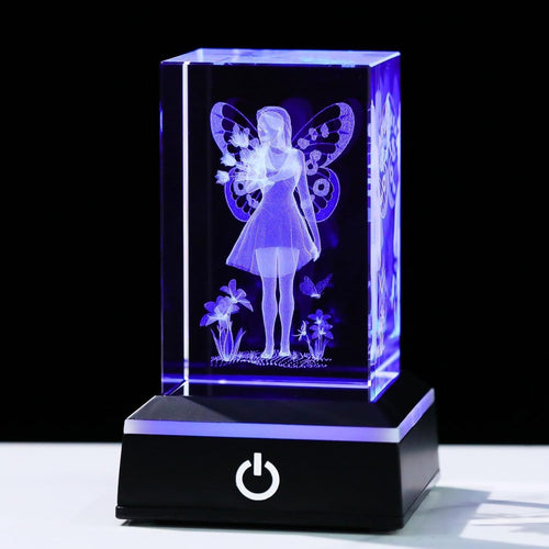 3D Crystal Fairy Ornament LED Light • Enchanted Glass Gift for Women & Girls