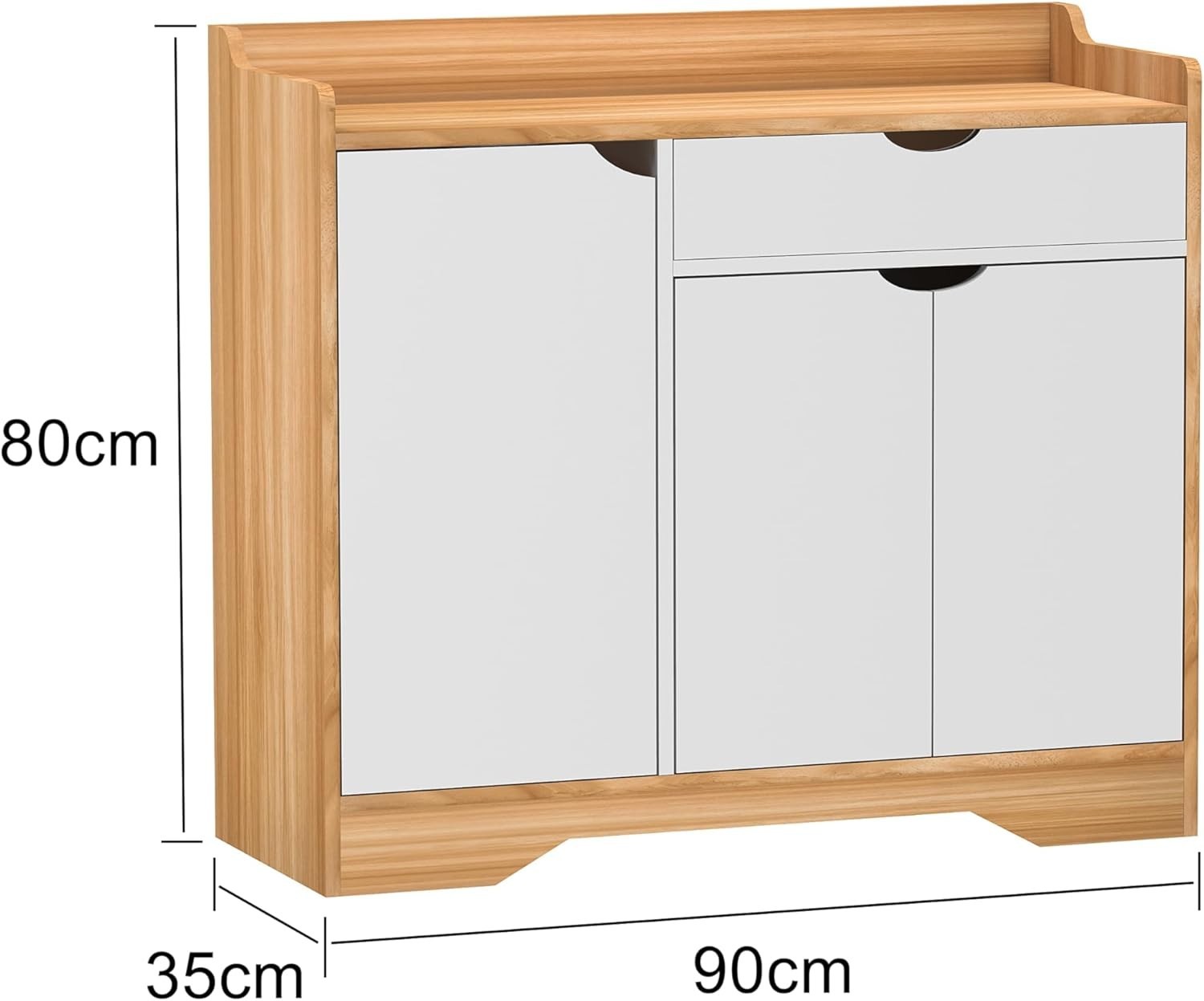 Large Modern Wooden Shoe Cabinet with Drawer & 3 Doors for Hallway