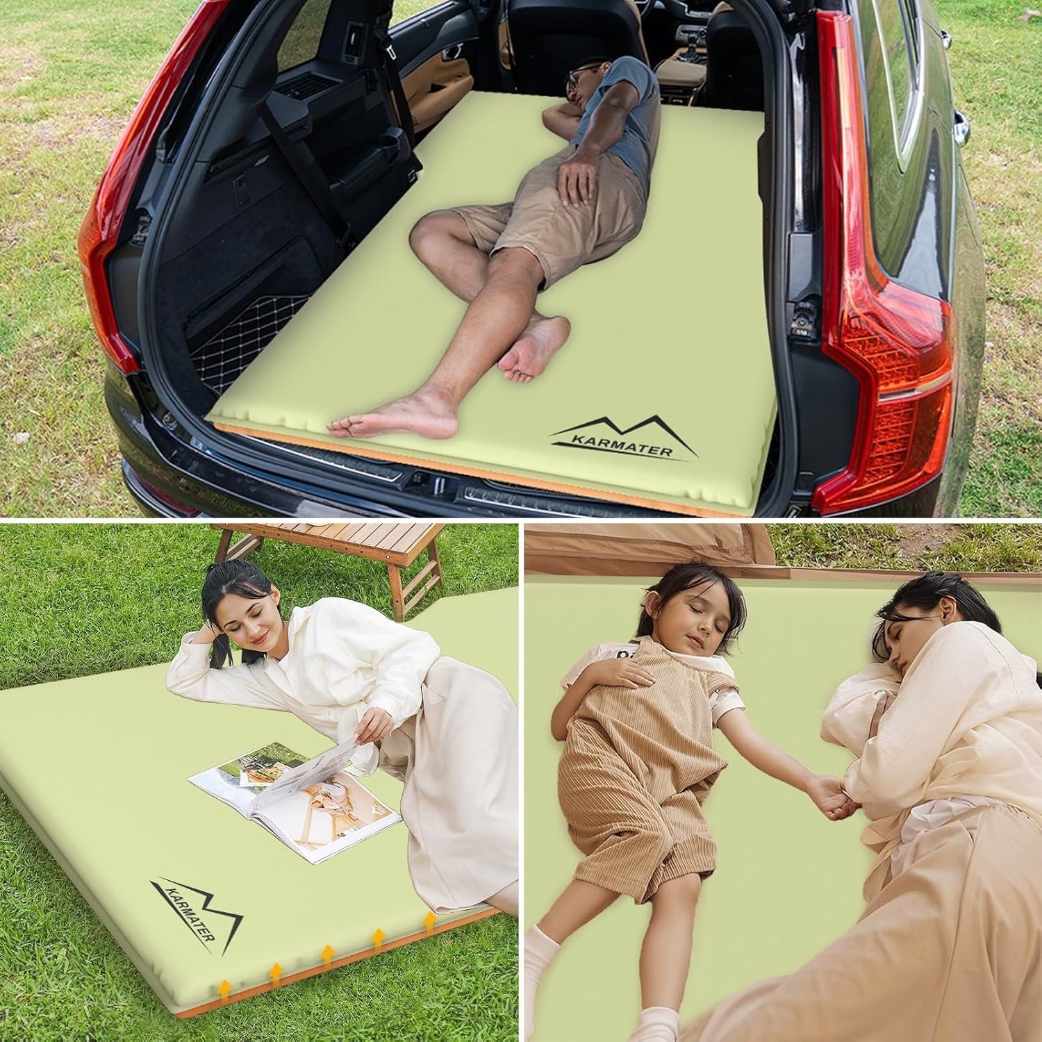 Inflatable Car Camping Mattress SUV Memory Foam Bed for 2 Adults