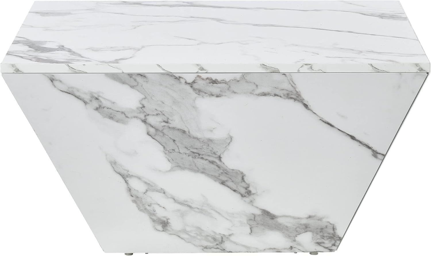 White Marble Veneer Coffee Table with Storage 70x70x36cm Square Side Table