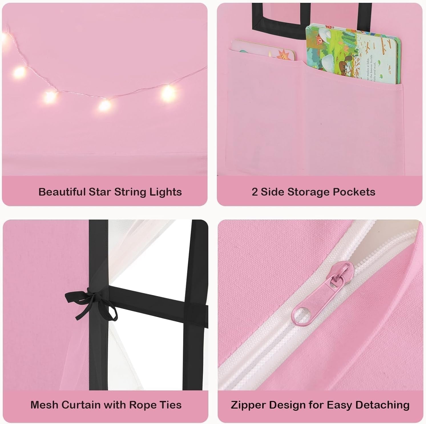 Pink Kids Castle Play Tent Indoor Outdoor w Non Slip Mat Lights
