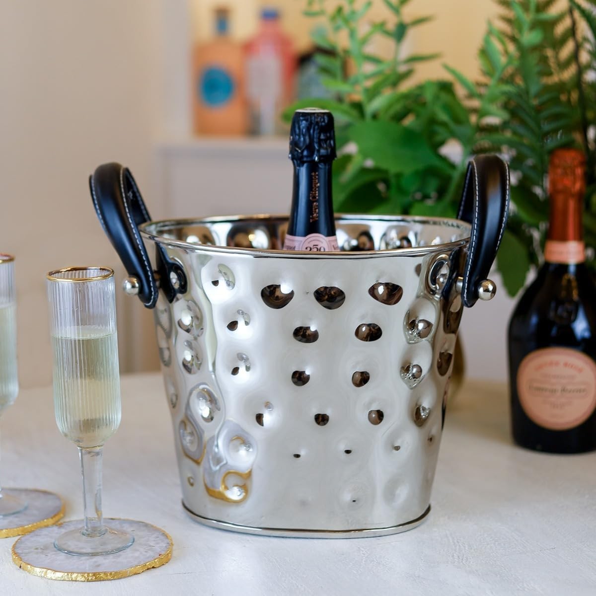 Luxury Wine Cooler Bucket Stainless Steel Champagne Ice Bucket with Handles