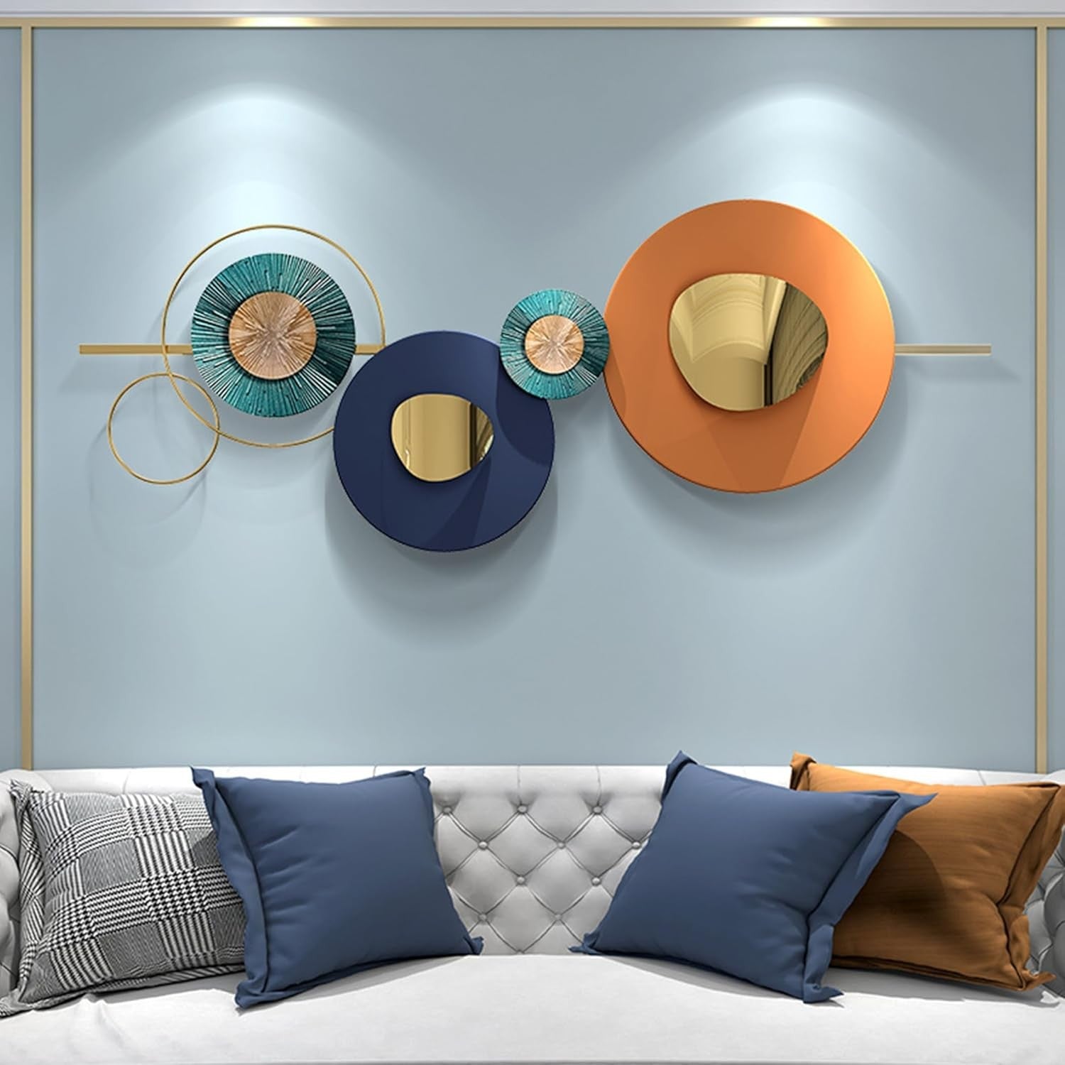 Large Metal Geometric Round Wall Art 150x57cm
