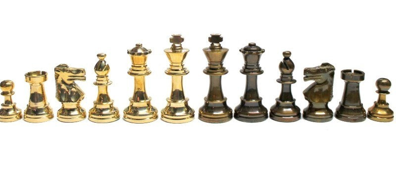 Luxury 14" Folding Wooden Chess Set – Inlaid Board + Brass Staunton Pieces